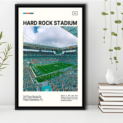 Hard Rock Stadium Print, Miami Dolphins Stadium Canvas Art, Man Cave Gift, Floating Framed Canvas Print Wall Art