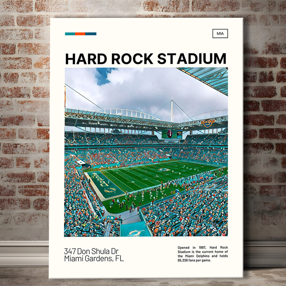 Hard Rock Stadium Print, Miami Dolphins Stadium Canvas Art, Fan Gifts, Sport Art, Canvas Print Wall Art