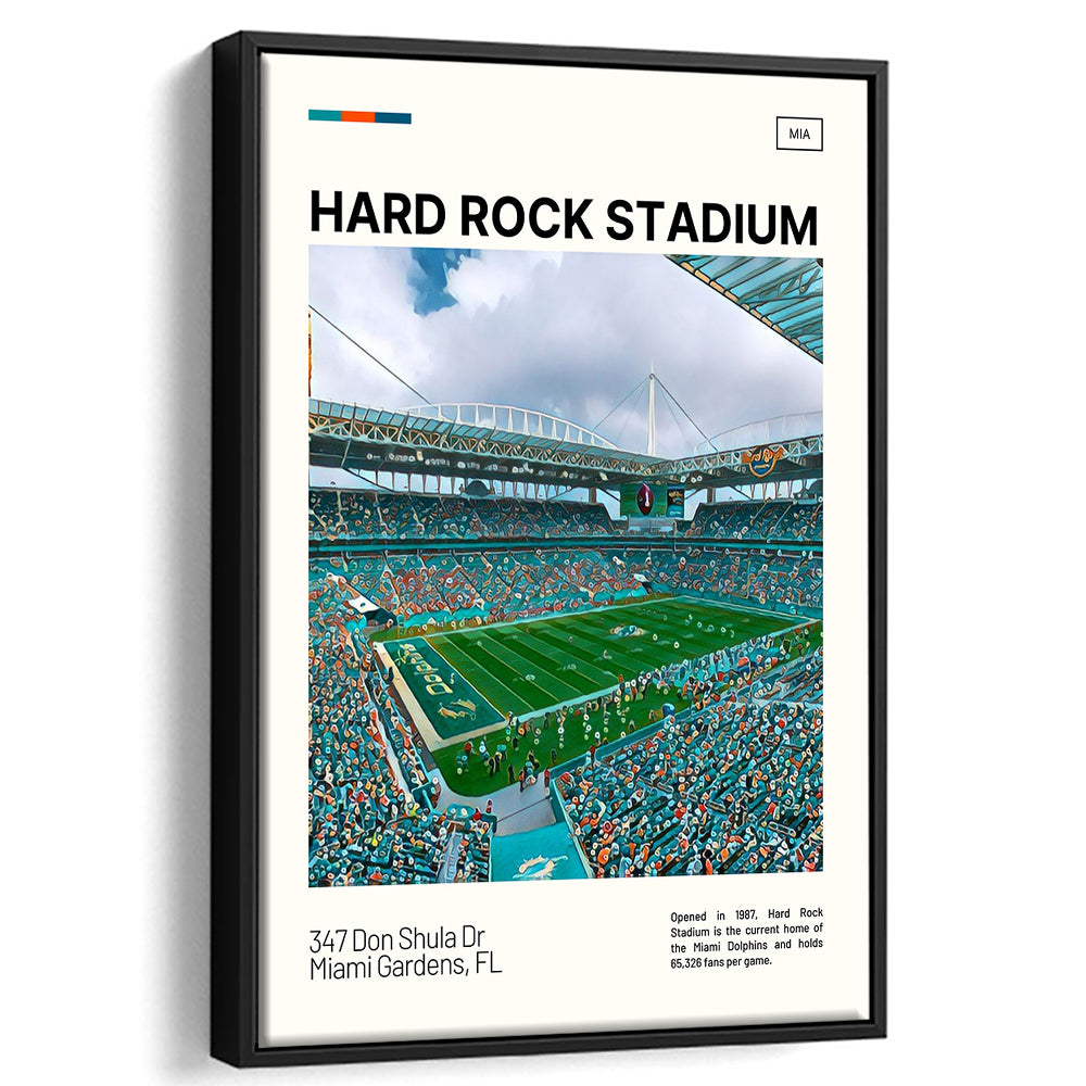 Hard Rock Stadium Print, Miami Dolphins Stadium Canvas Art, Man Cave Gift, Floating Framed Canvas Print Wall Art