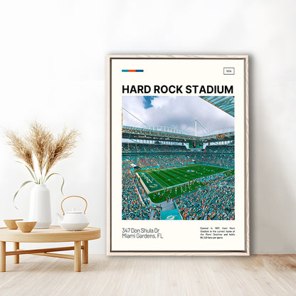 Hard Rock Stadium Print, Miami Dolphins Stadium Canvas Art, Man Cave Gift, Floating Framed Canvas Print Wall Art
