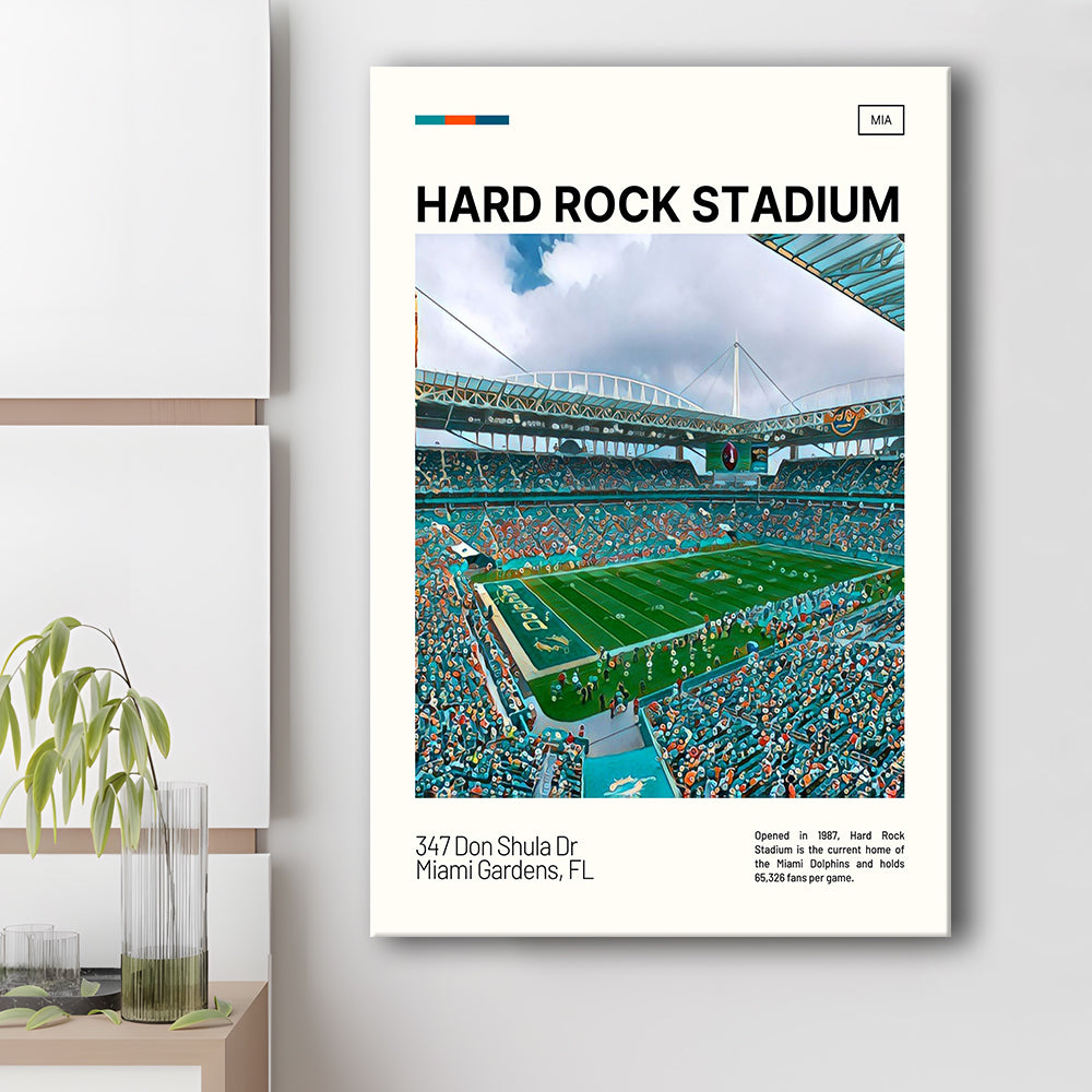 Hard Rock Stadium Print, Miami Dolphins Stadium Canvas Art, Fan Gifts, Sport Art, Canvas Print Wall Art