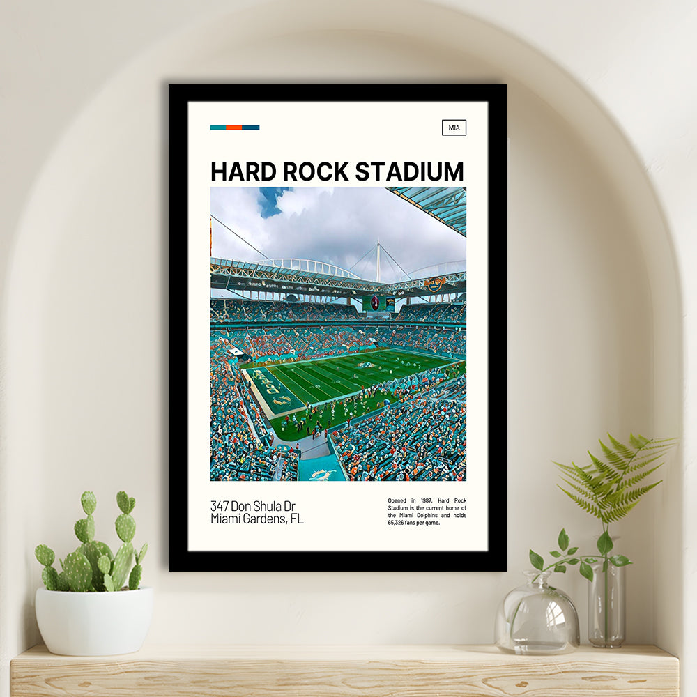 Hard Rock Stadium Print, Miami Dolphins Stadium Art, Gifts for him, Sport Art, Framed Art Print Wall Decor