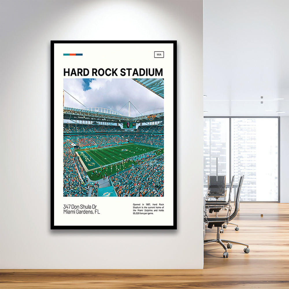 Hard Rock Stadium Print, Miami Dolphins Stadium Art, Gifts for him, Sport Art, Framed Art Print Wall Decor