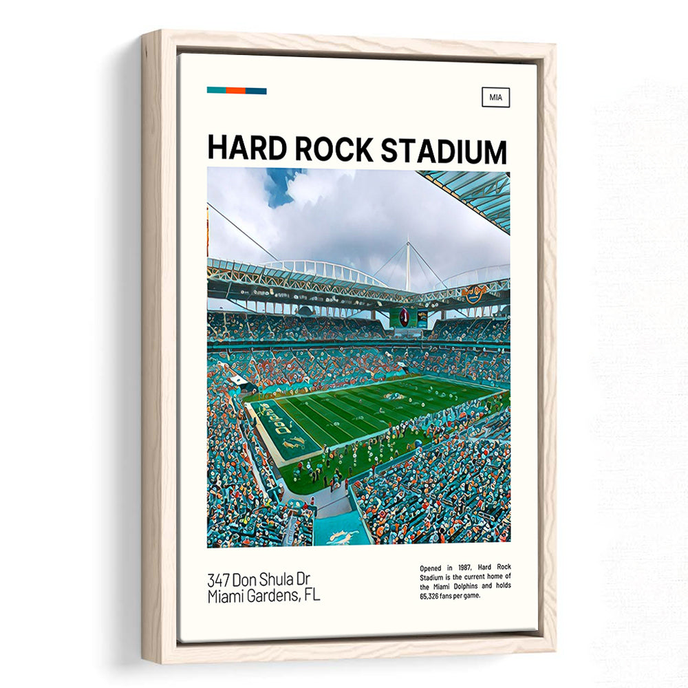 Hard Rock Stadium Print, Miami Dolphins Stadium Canvas Art, Man Cave Gift, Floating Framed Canvas Print Wall Art