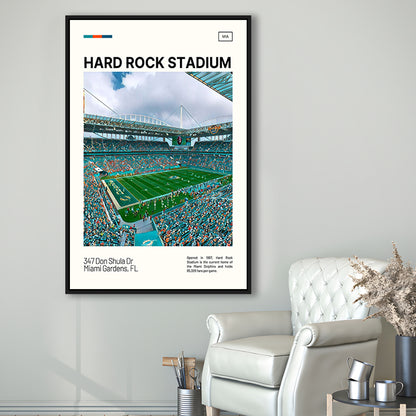 Hard Rock Stadium Print, Miami Dolphins Stadium Canvas Art, Man Cave Gift, Floating Framed Canvas Print Wall Art