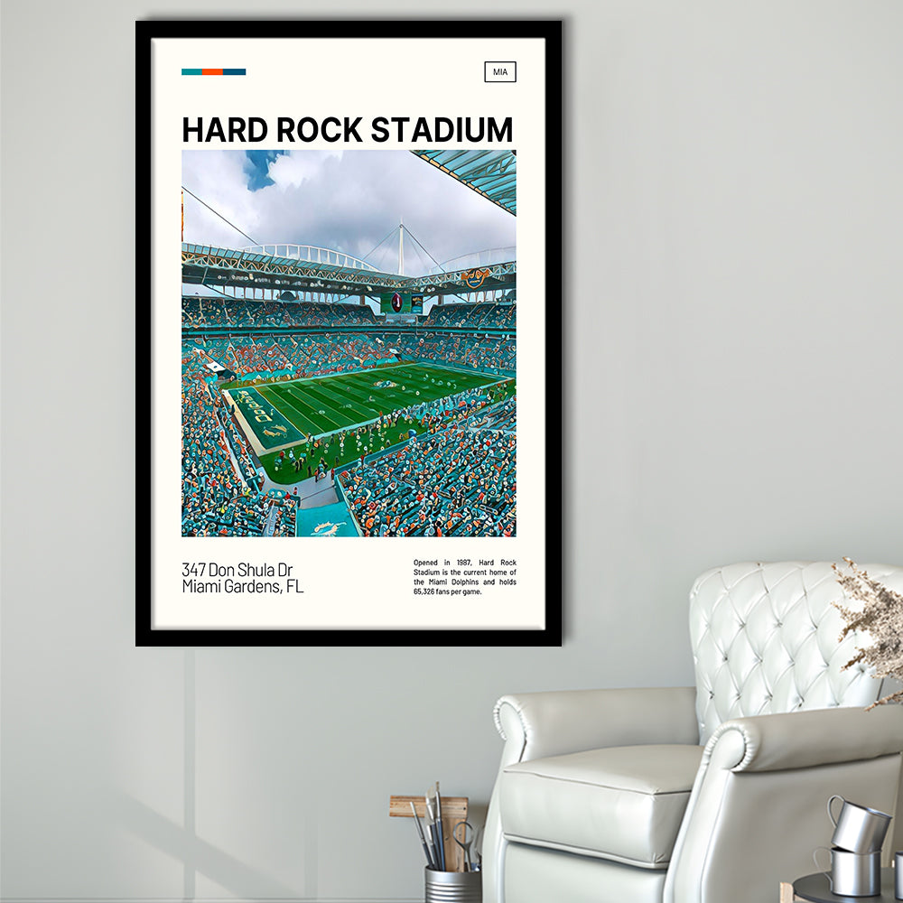 Hard Rock Stadium Print, Miami Dolphins Stadium Art, Gifts for him, Sport Art, Framed Art Print Wall Decor