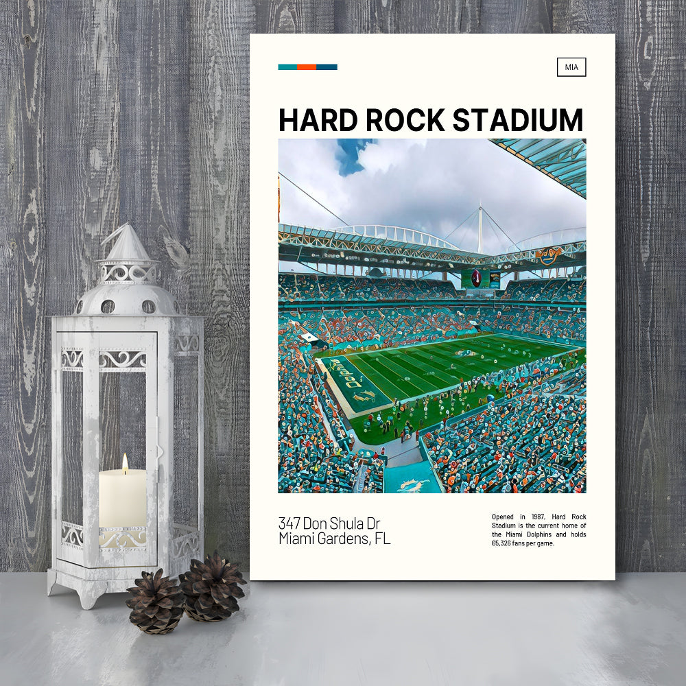 Hard Rock Stadium Print, Miami Dolphins Stadium Canvas Art, Fan Gifts, Sport Art, Canvas Print Wall Art