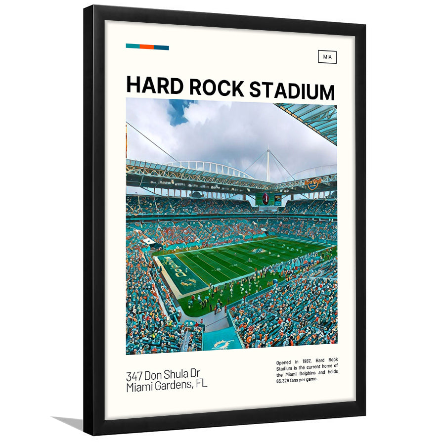 Hard Rock Stadium Print, Miami Dolphins Stadium Art, Gifts for him, Sport Art, Framed Art Print Wall Decor