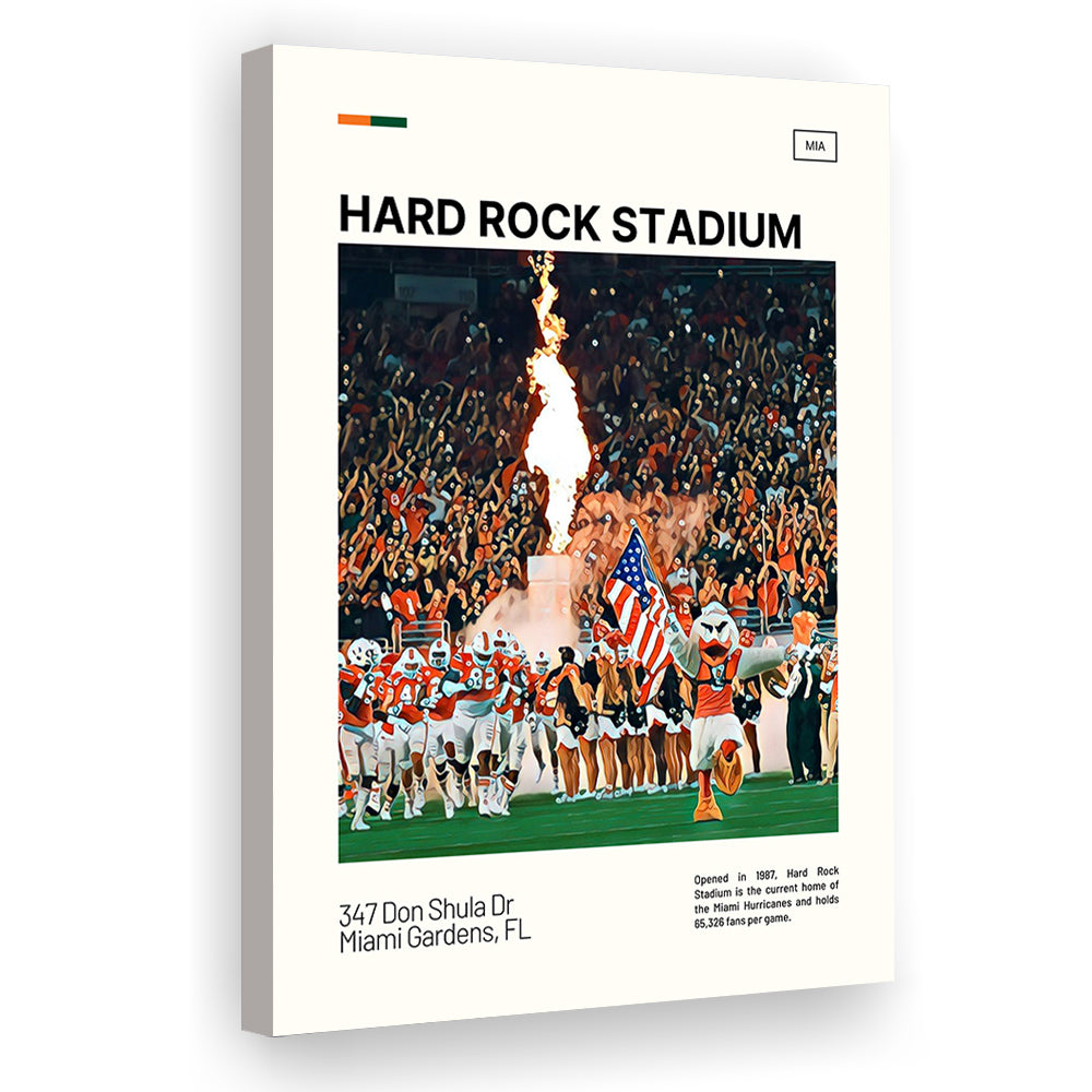 Hard Rock Stadium Print, Miami Hurricanes Stadium Canvas Art, Fan Gifts, Sport Art, Canvas Print Wall Art