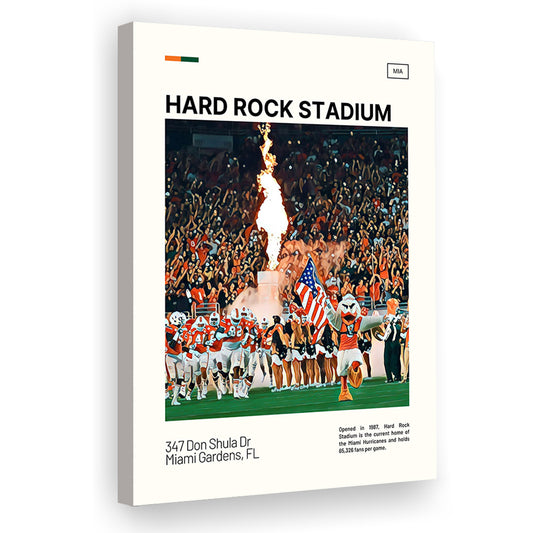 Hard Rock Stadium Print, Miami Hurricanes Stadium Canvas Art, Fan Gifts, Sport Art, Canvas Print Wall Art