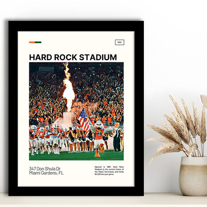 Hard Rock Stadium Print, Miami Hurricanes Stadium Art, Gifts for him, Sport Art, Framed Art Print Wall Decor