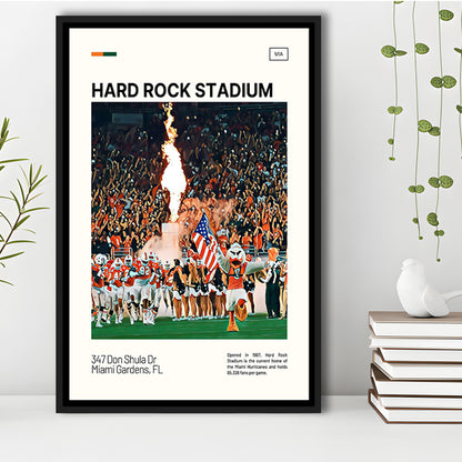 Hard Rock Stadium Print, Miami Hurricanes Stadium Canvas Art, Man Cave Gift, Floating Framed Canvas Print Wall Art