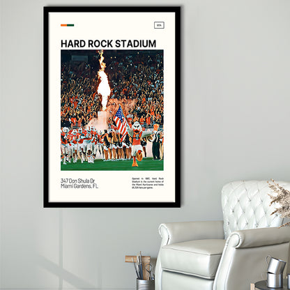 Hard Rock Stadium Print, Miami Hurricanes Stadium Art, Gifts for him, Sport Art, Framed Art Print Wall Decor