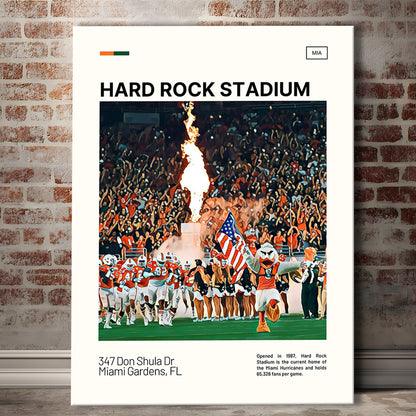 Hard Rock Stadium Print, Miami Hurricanes Stadium Canvas Art, Fan Gifts, Sport Art, Canvas Print Wall Art