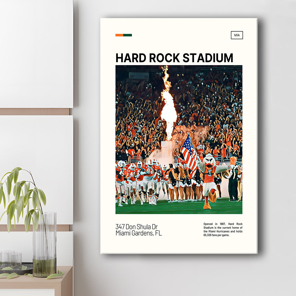 Hard Rock Stadium Print, Miami Hurricanes Stadium Canvas Art, Fan Gifts, Sport Art, Canvas Print Wall Art