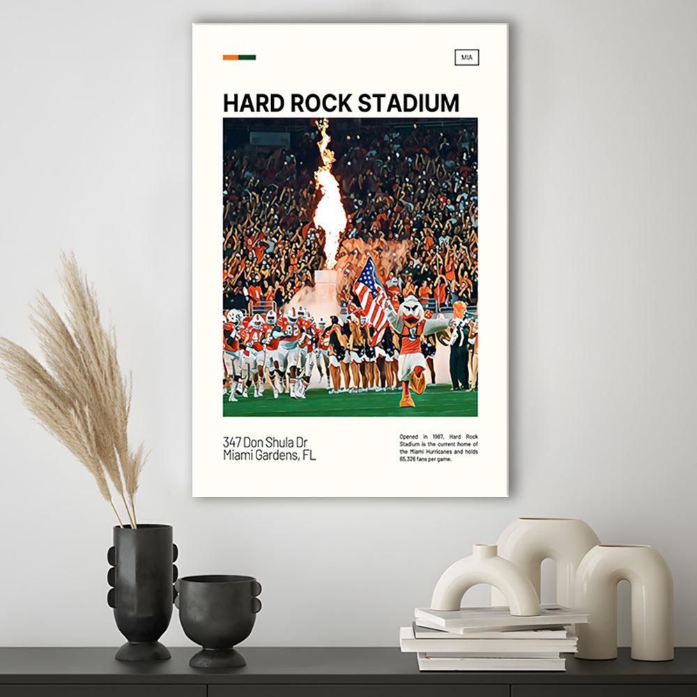 Hard Rock Stadium Print, Miami Hurricanes Stadium Canvas Art, Fan Gifts, Sport Art, Canvas Print Wall Art