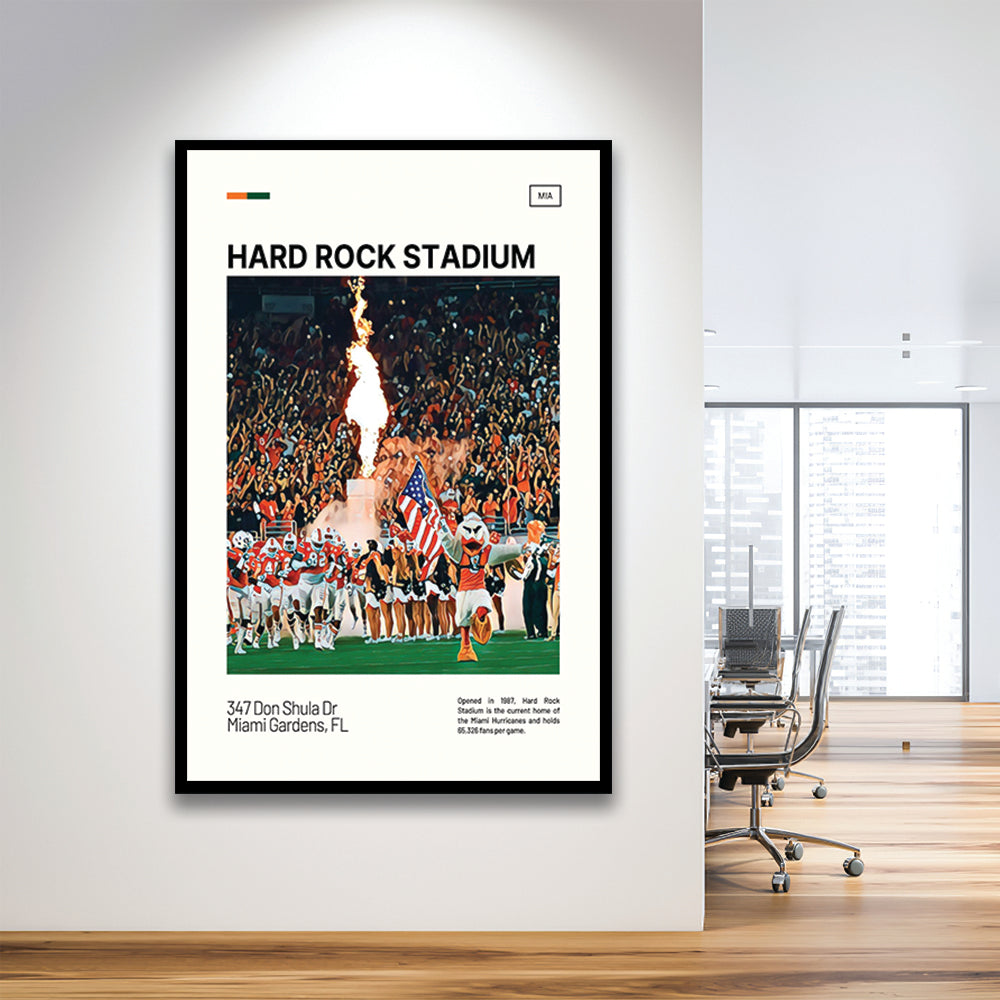 Hard Rock Stadium Print, Miami Hurricanes Stadium Art, Gifts for him, Sport Art, Framed Art Print Wall Decor