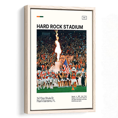 Hard Rock Stadium Print, Miami Hurricanes Stadium Canvas Art, Man Cave Gift, Floating Framed Canvas Print Wall Art