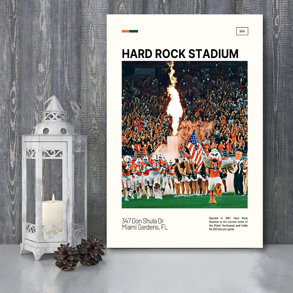 Hard Rock Stadium Print, Miami Hurricanes Stadium Canvas Art, Fan Gifts, Sport Art, Canvas Print Wall Art