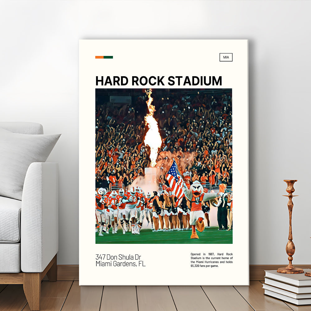 Hard Rock Stadium Print, Miami Hurricanes Stadium Canvas Art, Fan Gifts, Sport Art, Canvas Print Wall Art
