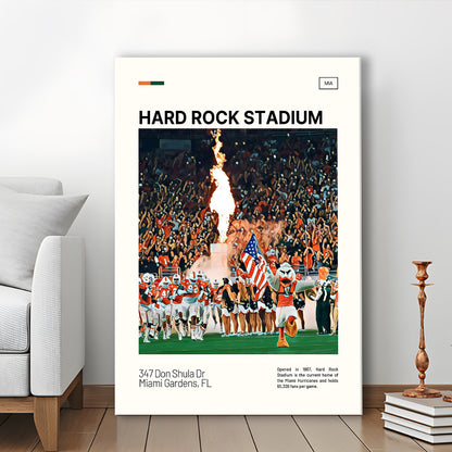 Hard Rock Stadium Print, Miami Hurricanes Stadium Canvas Art, Fan Gifts, Sport Art, Canvas Print Wall Art