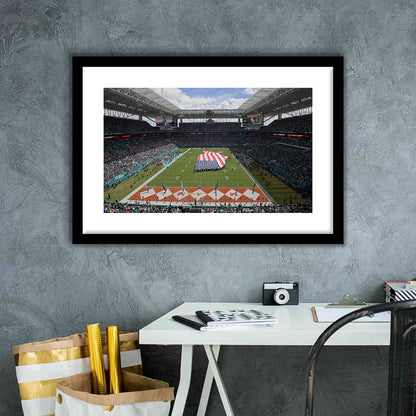 Hard Rock Stadium, Stadium Canvas, Sport Art, Gift for him, White Border Framed Art Print Wall Decor