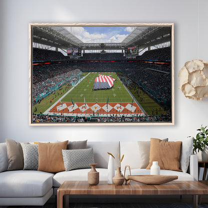 Hard Rock Stadium, Stadium Canvas, Sport Art, Framed Canvas Print Wall Art, Floating Frame
