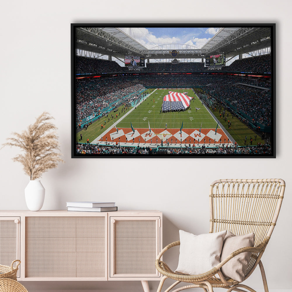 Hard Rock Stadium, Stadium Canvas, Sport Art, Framed Canvas Print Wall Art, Floating Frame