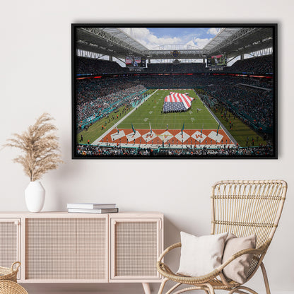 Hard Rock Stadium, Stadium Canvas, Sport Art, Framed Canvas Print Wall Art, Floating Frame