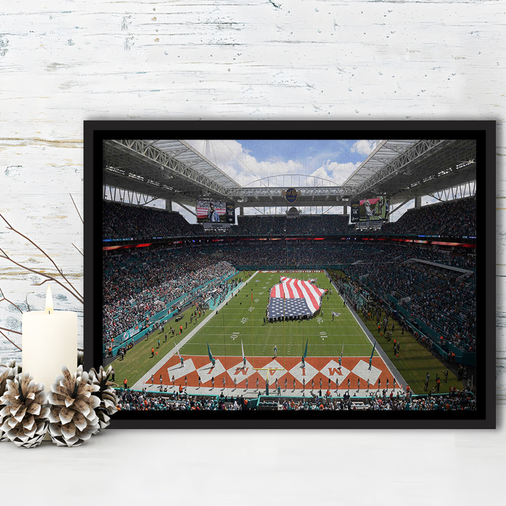 Hard Rock Stadium, Stadium Canvas, Sport Art, Framed Canvas Print Wall Art, Floating Frame