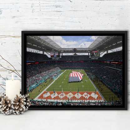 Hard Rock Stadium, Stadium Canvas, Sport Art, Framed Canvas Print Wall Art, Floating Frame