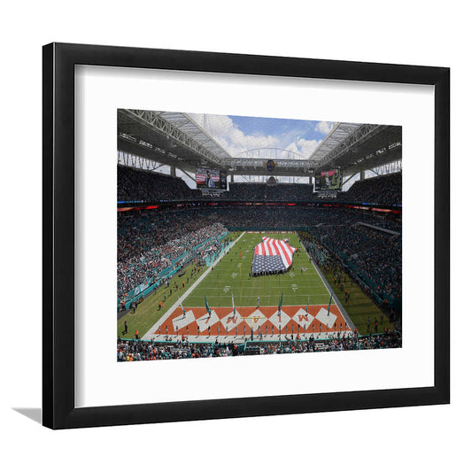 Hard Rock Stadium, Stadium Canvas, Sport Art, Gift for him, White Border Framed Art Print Wall Decor