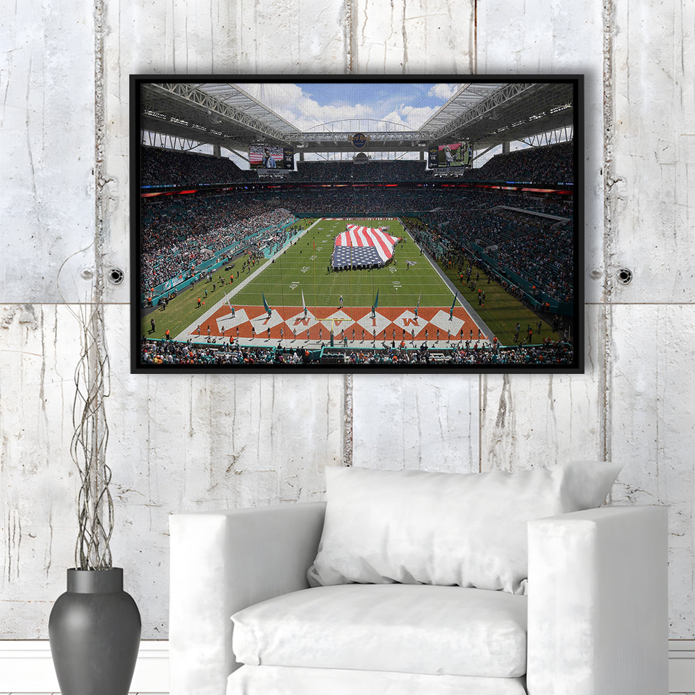 Hard Rock Stadium, Stadium Canvas, Sport Art, Framed Canvas Print Wall Art, Floating Frame