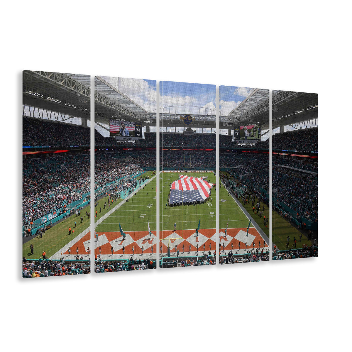 Hard Rock Stadium, Stadium Canvas, Sport Art, 5 Panel B, Extra Large Canvas, Canvas Print Wall Art