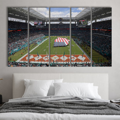 Hard Rock Stadium, Stadium Canvas, Sport Art, 5 Panel B, Extra Large Canvas, Canvas Print Wall Art