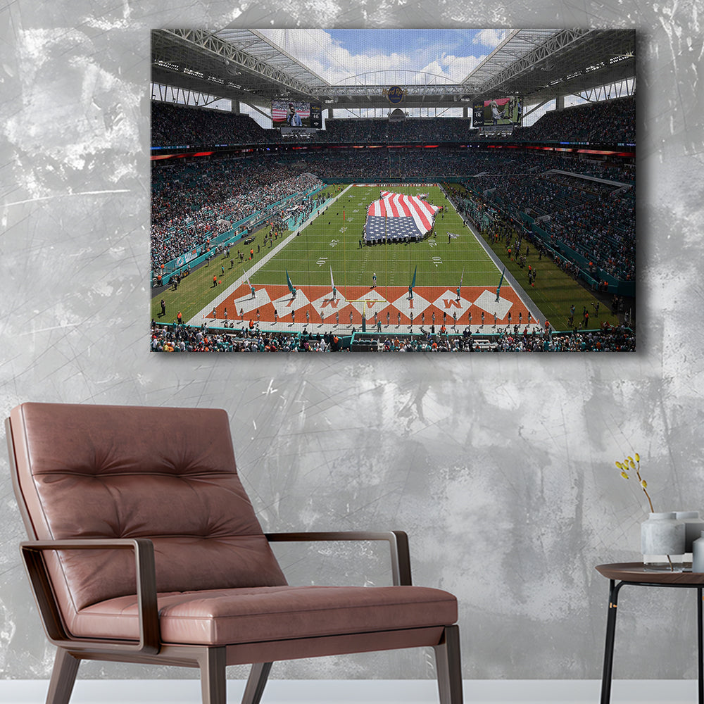 Hard Rock Stadium, Stadium Canvas, Sport Art, Gift for him, Man Cave Decor, Art Print, Canvas Print Wall Art
