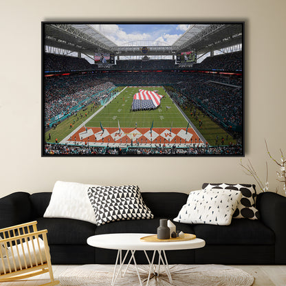 Hard Rock Stadium, Stadium Canvas, Sport Art, Framed Canvas Print Wall Art, Floating Frame