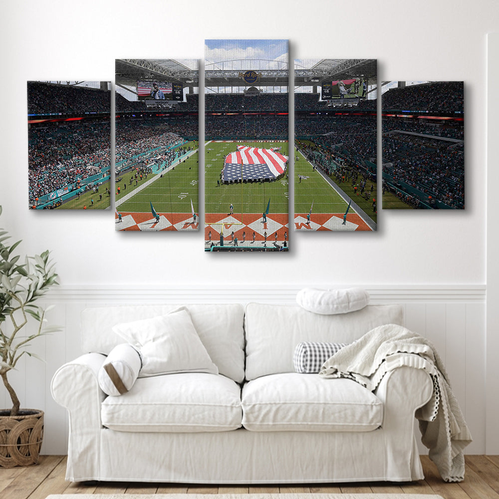 Hard Rock Stadium, Stadium Canvas, Sport Art, Gift for him, 5 Panel, Large Canvas, Canvas Print Wall Art