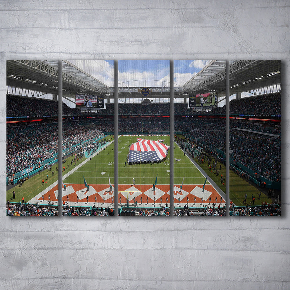 Hard Rock Stadium, Stadium Canvas, Sport Art, 5 Panel B, Extra Large Canvas, Canvas Print Wall Art