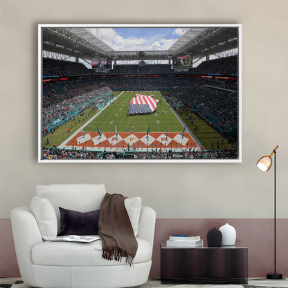 Hard Rock Stadium, Stadium Canvas, Sport Art, Framed Canvas Print Wall Art, Floating Frame