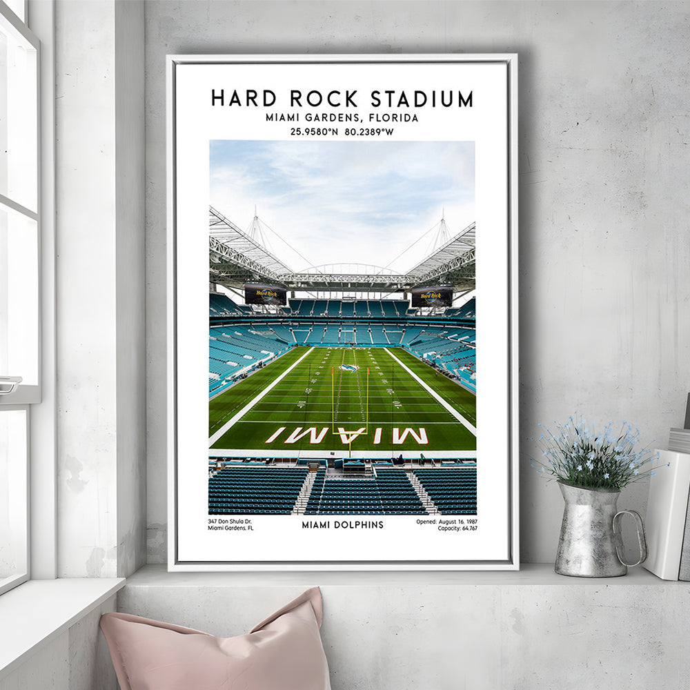 Hard Rock Stadium, Miami Dolphins Football Stadium Wall Art Print, Framed Canvas Prints Wall Art