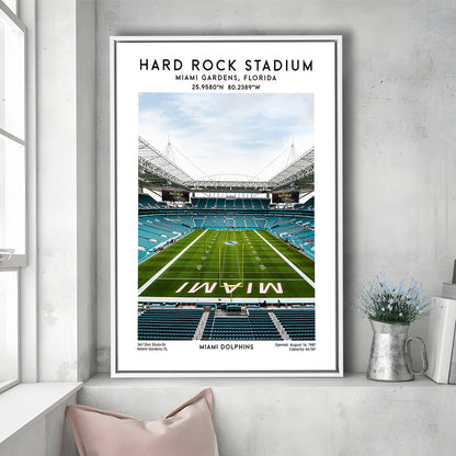 Hard Rock Stadium, Miami Dolphins Football Stadium Wall Art Print, Framed Canvas Prints Wall Art