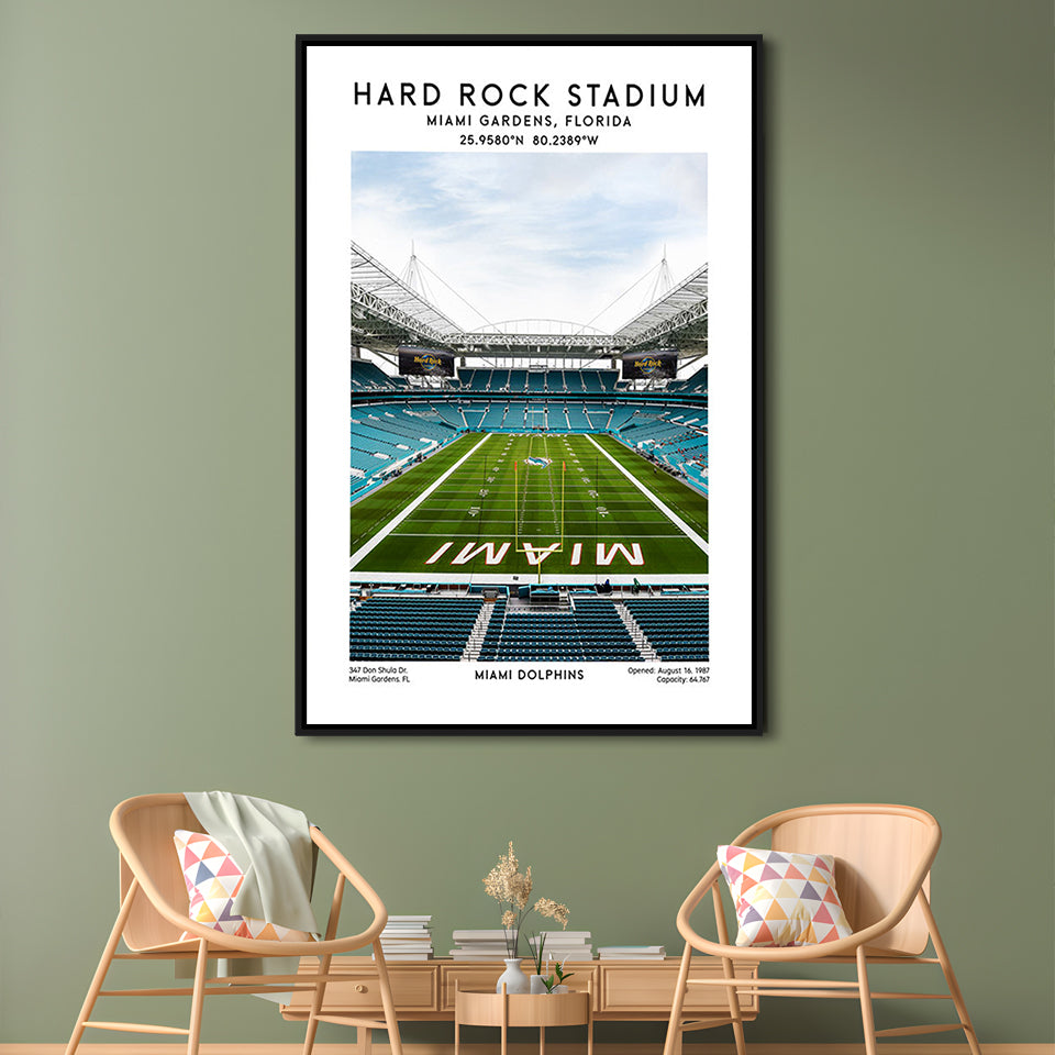 Hard Rock Stadium, Miami Dolphins Football Stadium Wall Art Print, Framed Canvas Prints Wall Art