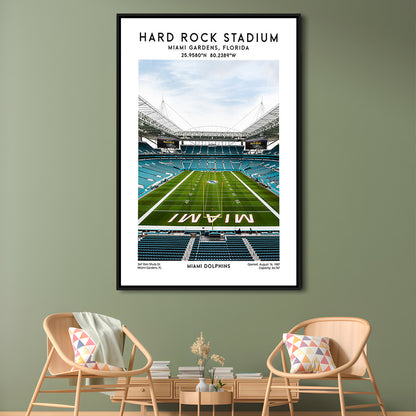 Hard Rock Stadium, Miami Dolphins Football Stadium Wall Art Print, Framed Canvas Prints Wall Art
