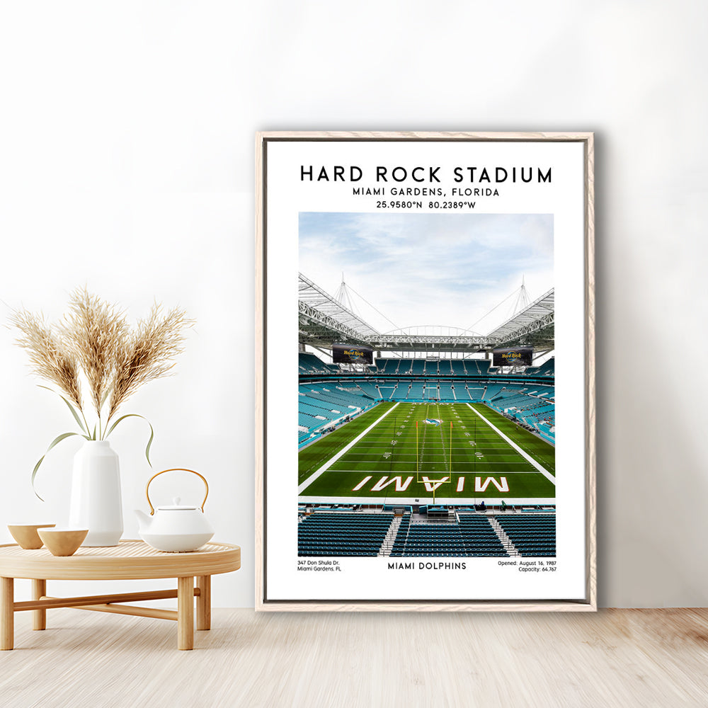Hard Rock Stadium, Miami Dolphins Football Stadium Wall Art Print, Framed Canvas Prints Wall Art