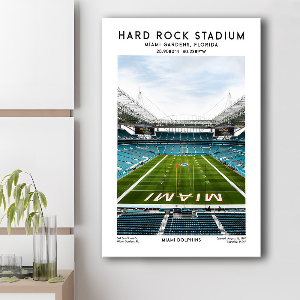 Hard Rock Stadium, Miami Dolphins Football Stadium Wall Art Print, Canvas Prints Wall Art, Man Cave Decor