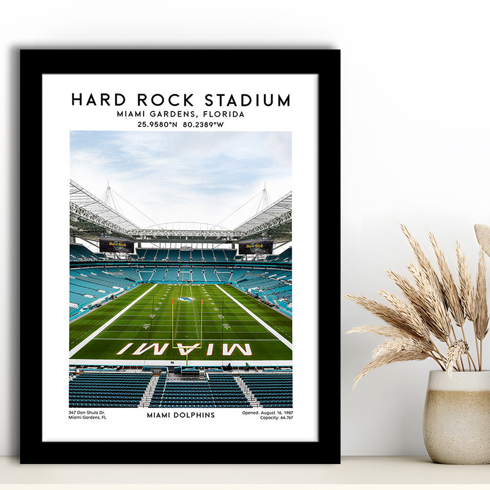 Hard Rock Stadium, Miami Dolphins Football Stadium Wall Art Print, Framed Art Prints Wall Decor