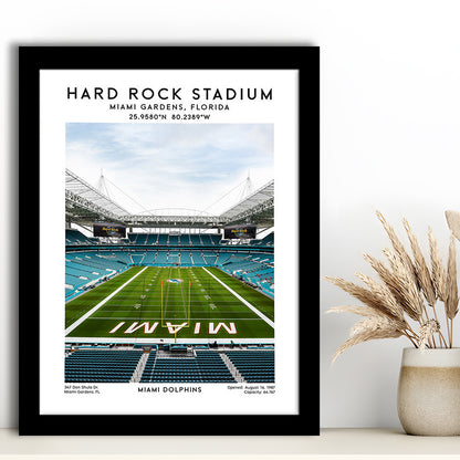 Hard Rock Stadium, Miami Dolphins Football Stadium Wall Art Print, Framed Art Prints Wall Decor
