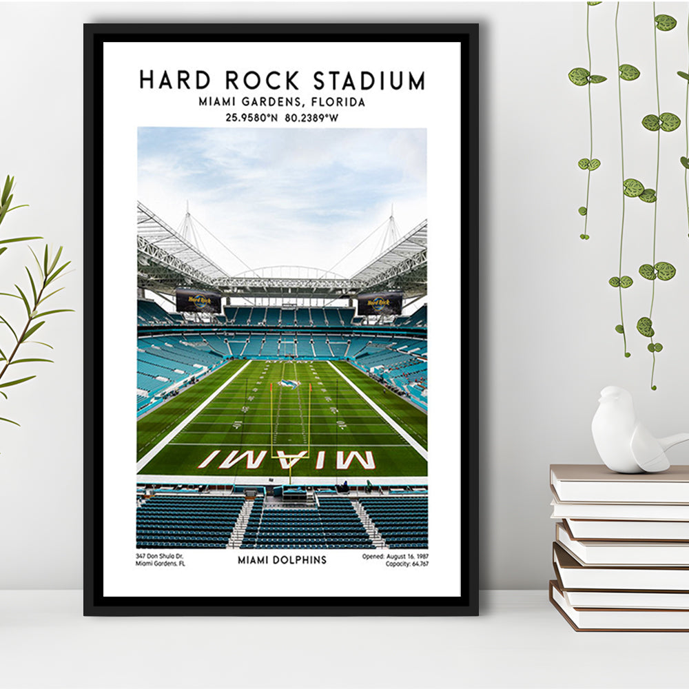Hard Rock Stadium, Miami Dolphins Football Stadium Wall Art Print, Framed Canvas Prints Wall Art