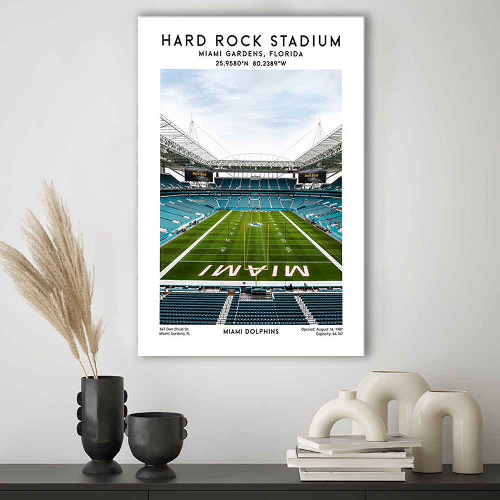 Hard Rock Stadium, Miami Dolphins Football Stadium Wall Art Print, Canvas Prints Wall Art, Man Cave Decor